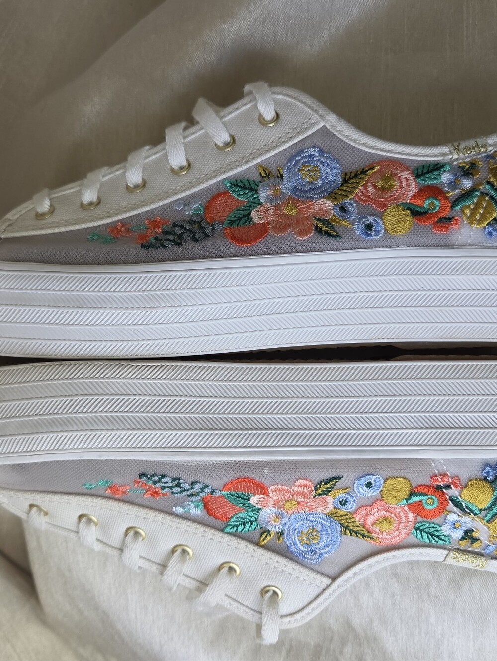 Keds x Rifle Paper Co. Triple Kick Citrus Garden Platform Sneakers Size 10 - Picture 9 of 16